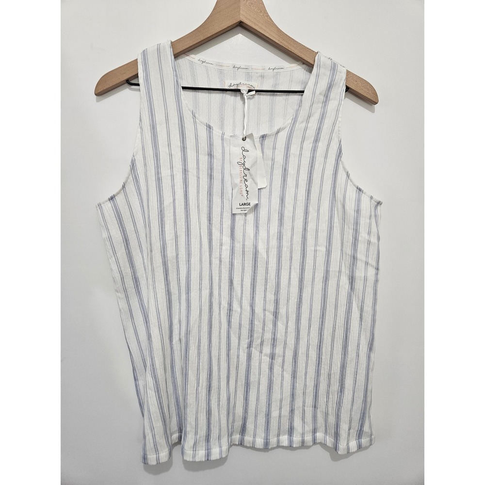 Daydream by Berkshire Home Womens Striped‎ Tank Top Blue White Large Sleeveless